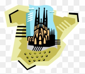 Vector Illustration Of La Sagrada Família Basilica - Illustration