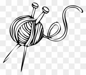 Wool Clipart Black And White - Knitting Needles And Yarn Clip Art