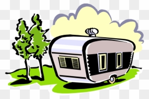 Vector Illustration Of Recreational Vehicle Camping - Camper Clipart