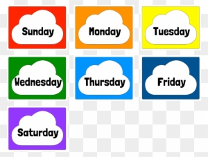 Days of the week clip art words with color background clip art PNG