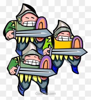 Three Cartoon Royalty Free Vector Clip Art - Medieval Knight Cartoon