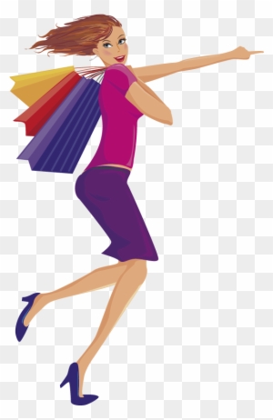 Vector Transparent Download Woman Clip Art Carrying - Go To Shopping With My Family