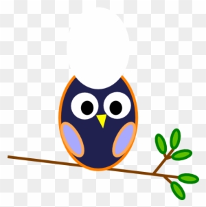 Dark Blue Owl Clip Art At Clker - Owl On Branch Clip Art Black And White