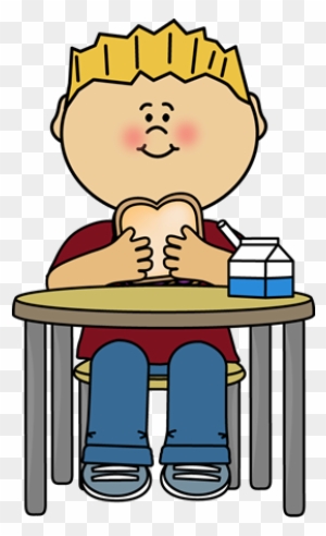 Kid Eating A Sandwich - Eat At Table Clipart