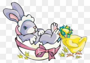 Bunny Chick Easter Clipart - Easter Bunny And Chick Clipart