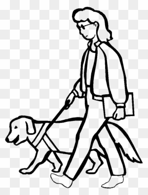 A Blind Woman Walking With Dog Coloring Pages - Walking Dog Coloring Page