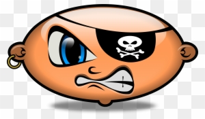 Pirate Angry Emoticon Smiley Smilies Head - Pirate Eye Patch Clipart