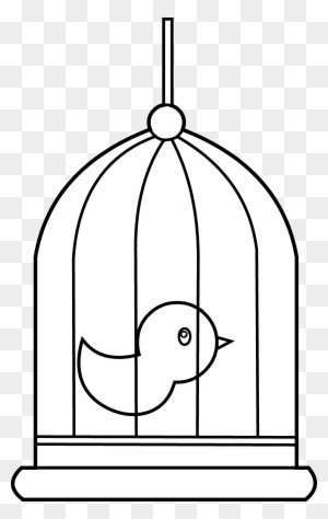 Bird In Cage Coloring Page Free Clip Art - Bird In Cage Clip Art