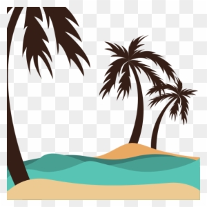 Brown Palm Trees In The Shore - Illustration