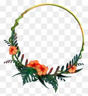 932 Round Tropical Frame 01 By Tigers-stock - Round Flower Frame Png