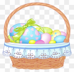 Easter Clipart Transparent Background - Easter Eggs Basket Clipart