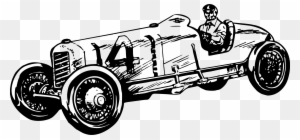 Vintage Race Car Clipart - Car Racing Black And White Vintage