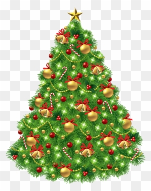 Transparent Christmas Tree With Ornaments And Gold - Christmas Tree Clip Art Transparent Background