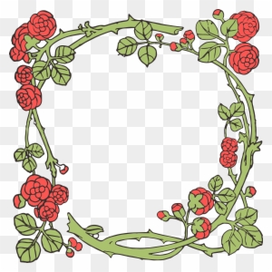 Vintage Flower Clipart Borders Vintage Color - Frame Roses Clip Art Png