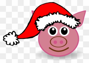 Cartoon Forearm Cliparts - Pig With Christmas Hat