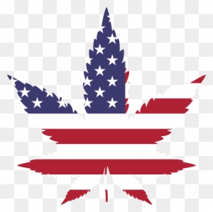 Free Clipart Of A Pot Leaf With An American Flag Pattern - Marijuana Leaf American Flag