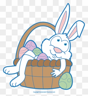 Click To Save Image - Easter Bunny With Basket Clip Art