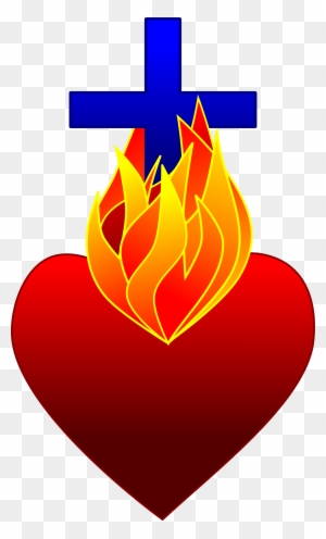 Clipart - Jesus Heart On Fire
