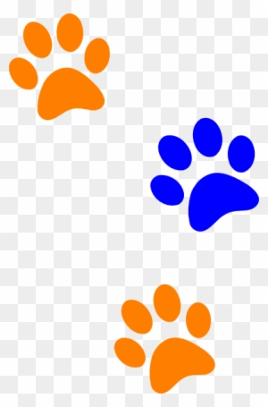 Art Cat Paw Print Clip Art Tattoo - Orange And Blue Paw Prints