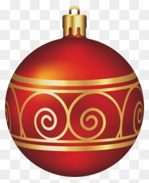 Large Transparent Red And Gold Christmas Ball - Bola De Navidad Png
