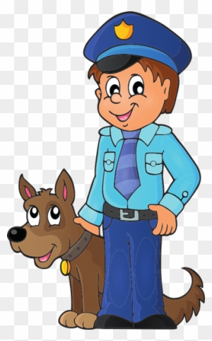 Policeman With Guard Dog - Police Officer With Dog Clipart