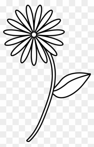 Simple Flower Coloring Page - Easy Flower Line Drawing