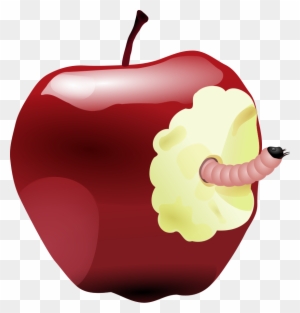 Apple With Worm Dan Clip Art - Bitten Apple