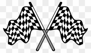 Crossed Pair Of Waving Checkered Flags - Heraldry - Free Transparent ...