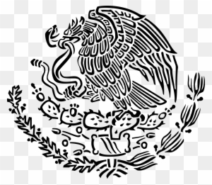Modest Black And White Mexican Flag Mexico Drawing - Mexican Coat Of Arms Png