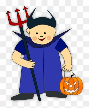 Pumpkin Costume, Halloween, Devil, Trident, Evil, Boy, - Halloween Related Vocabulary Showing Mat Word