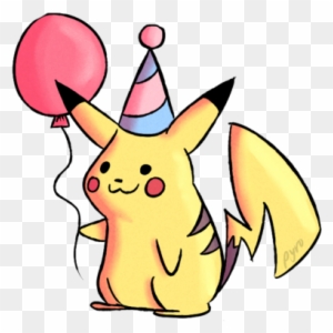 Pikachu Birthday Card - Pikachu With A Party Hat