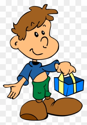Baby Cowboy Clipart - Boy With Gift Clipart