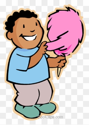 Boy With Candy Floss Royalty Free Vector Clip Art Illustration - Eat Cotton Candy Clipart