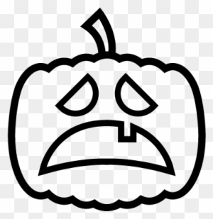 Halloween Pumpkin Sad Scared Face Outline Vector - Halloween Pumpkin Sad Face
