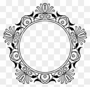 Round Flower Frame Public Domain Vectors Ribbon Border - Circle Border Design Clipart