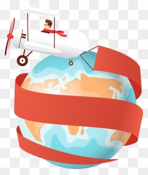 Airplane Vacation Open The To Around World - Airplane Around The World Clipart Png
