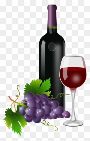 Wine Grape Vine Border - Wine Bottle With Grape