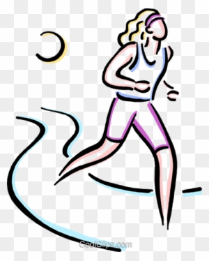 Woman Jogging Royalty Free Vector Clip Art Illustration - Girl Runner