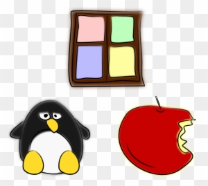 Window Penguin Apple Art 555px - Windows Linux Apple