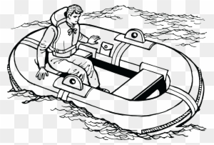 Free Clipart Of A Man In A Life Raft - Water Transportation Coloring Pages
