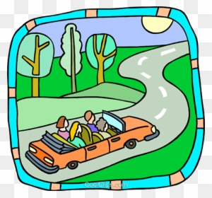 Family Trip In Car Royalty Free Vector Clip Art Illustration - Family In A Car