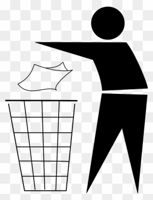 Garbage Clipart Black And White - Throw Trash In The Trash Can