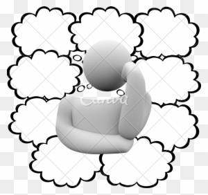 Thinker Thought Clouds Bubbles Thinking Person Many - Person With Thought Bubbles
