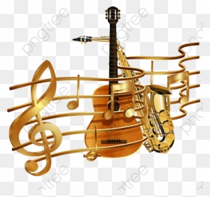 Vector Musical Notes With Gold Png Clipart - Art Saxophone Music Notes