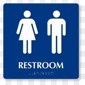 Men And Women Pictogram Braille Unisex Restroom Sign - Bathroom Sign