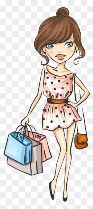 Clip Art Portfolio Categories Designshop Page Cartoon - Cute Girl Shopping Cartoon