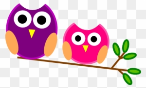 Free Two Cute Cartoon Owls Perched On A Branch Clip - Welcome To Our Classroom Sign Editable