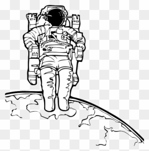 Science, Outline, Moon, Cartoon, Astronomy, Astronaut - Astronaut Black And White Clip Art