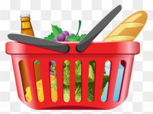 Shopping Cart Grocery Store Clip Art - Shopping Basket With Groceries