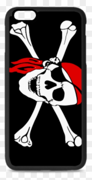 Happy Snile Skull Pirate Clip Art Custom Rubber Case - Skull And Crossbones Red Bandana